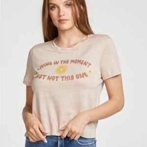NWT Chaser Living In the Moment linen boxy short sleeve tee S